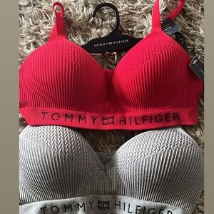 Tommy Hilfiger Red and Gray Seamless Bras